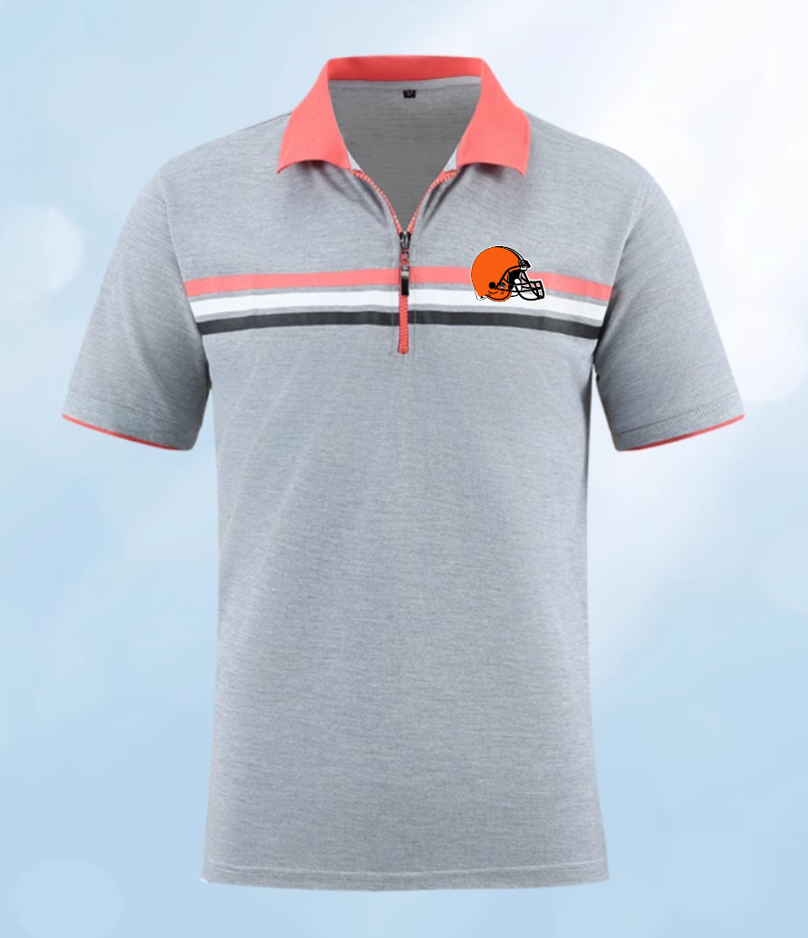 Cleveland Browns grey Men 2025 NFL polo T shirt->nfl t-shirts->Sports Accessory